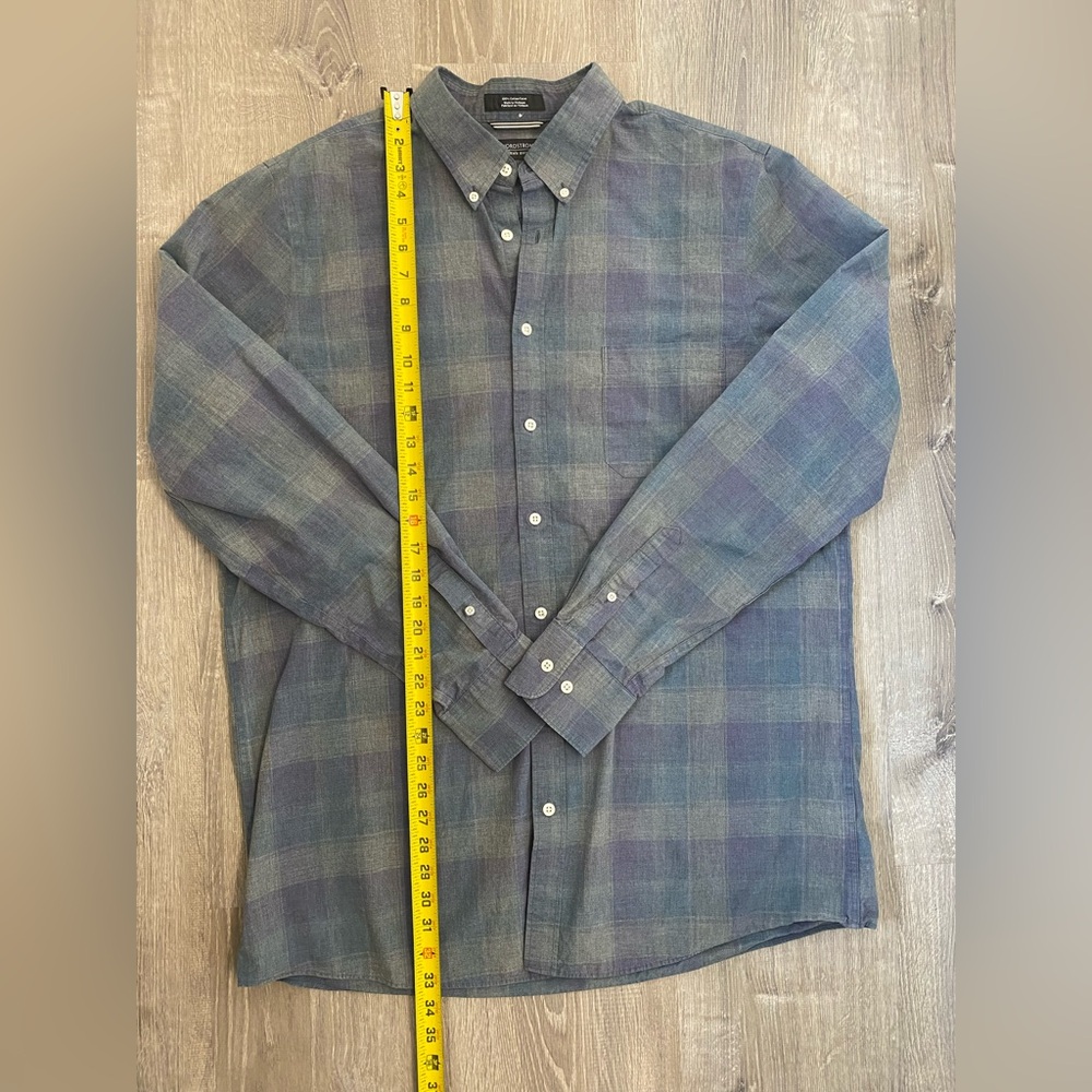 Nordstrom Men’s Shop Gray and Blue Checkered Shirt | XL Tall | 100% cotton - Picture 6 of 8